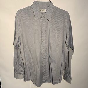 Hermes dress shirt with classic H pattern in soft grey.